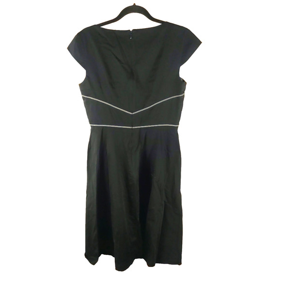 Liz Claiborne Women's Dress Size 8 Cap Sleeves Retro Fit And Flare Black White - Picture 3 of 8